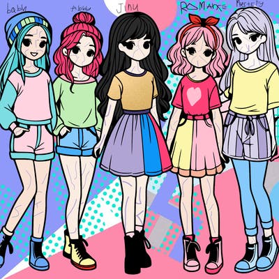 a group of five girls