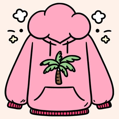 pink palm puff hoodie