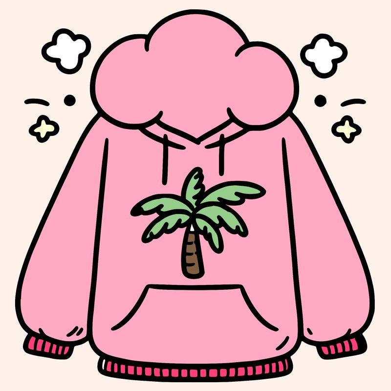 pink palm puff hoodie