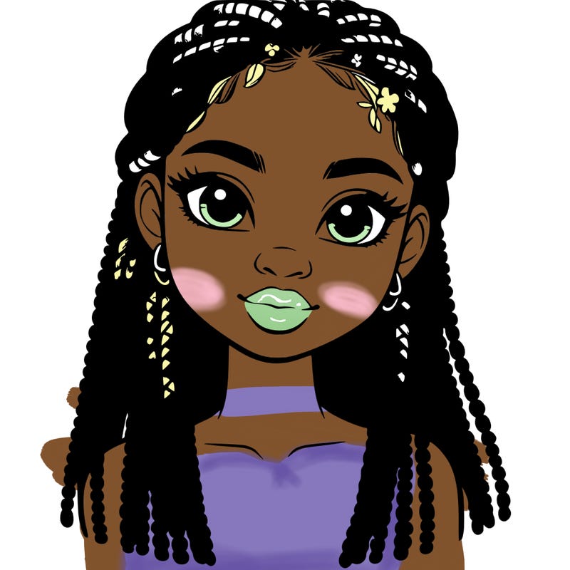 a realistic black girl with braids