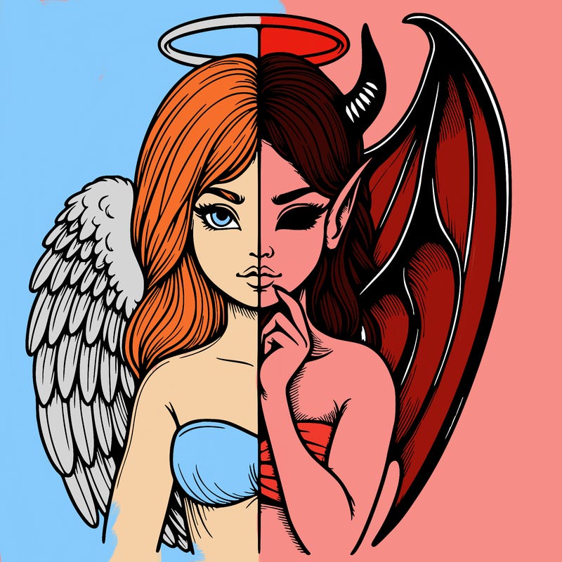 realistic angel half demon