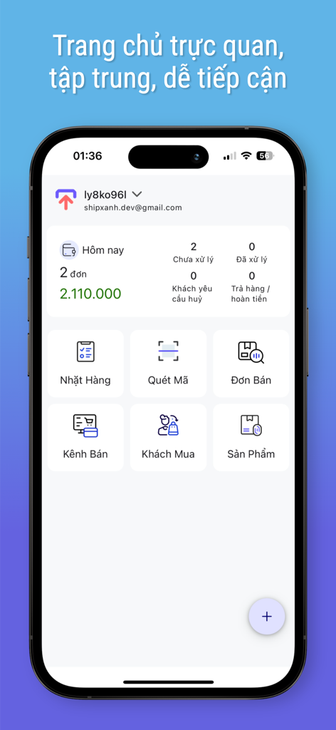 ShipXanh - ShipXanh mobile app dashboard showing e-commerce order tracking and sales statistics