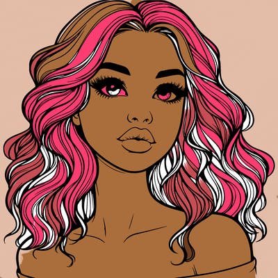 realistic girl with wavy hair and lips