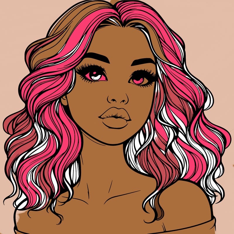 realistic girl with wavy hair and lips