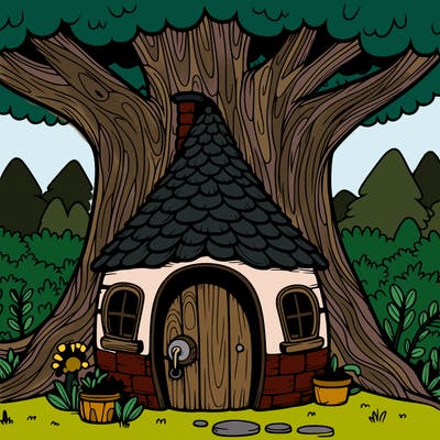 gnome home in a hollow tree