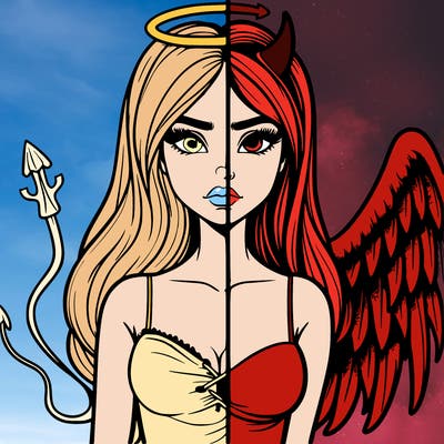 devil vs angel realistic girl