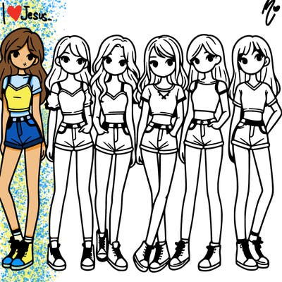 a group of girls wearing crop tops and shorts