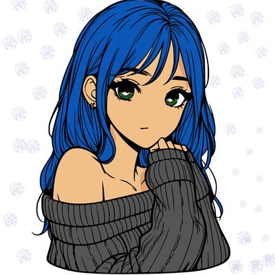 realistic girl with off-shoulder sweater