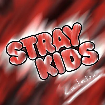 bubble letters saying stray kids