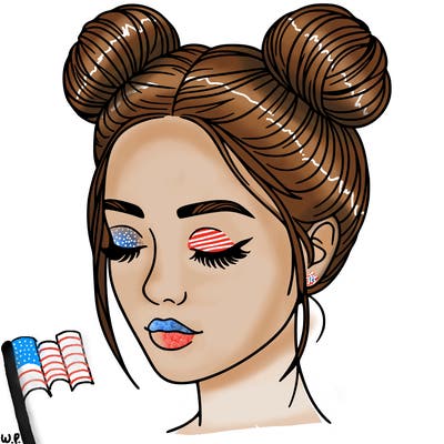 woman with hair buns