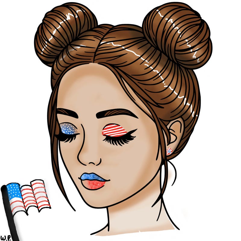 woman with hair buns