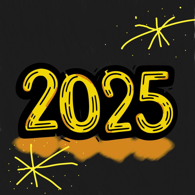 one line scrawled numbers sketch design “2025”