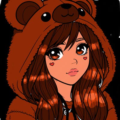 realistic girl in a bear hoodie