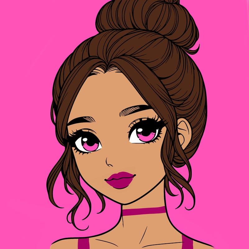 realistic pretty girl with hair in bun