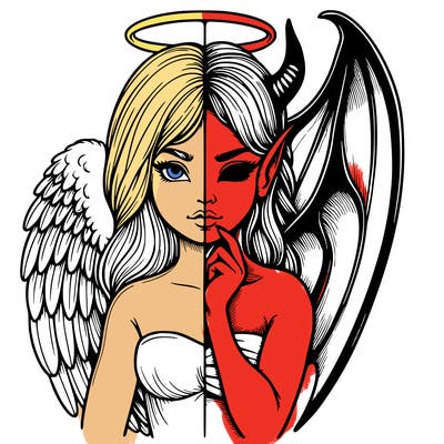 realistic angel half demon