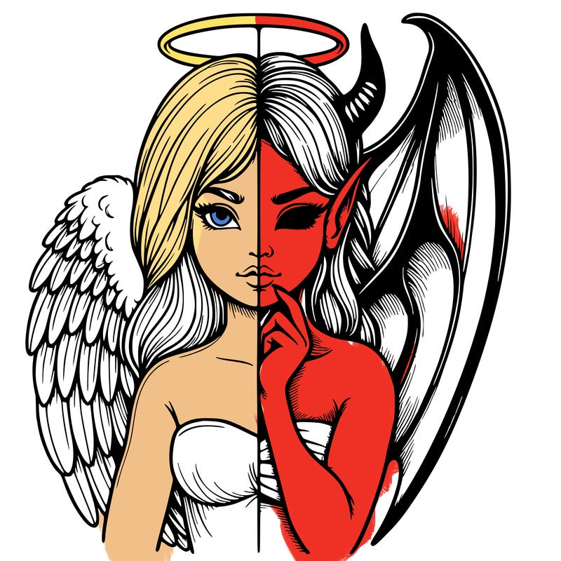 realistic angel half demon