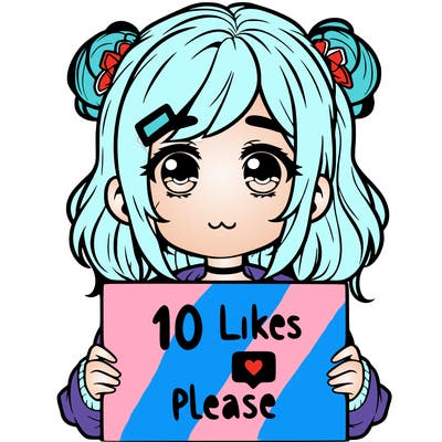a girl with a sign saying 10 likes please