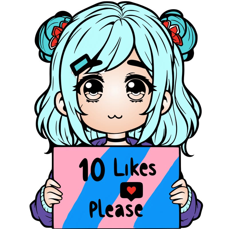 a girl with a sign saying 10 likes please