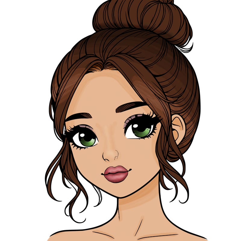 realistic pretty girl with hair in bun