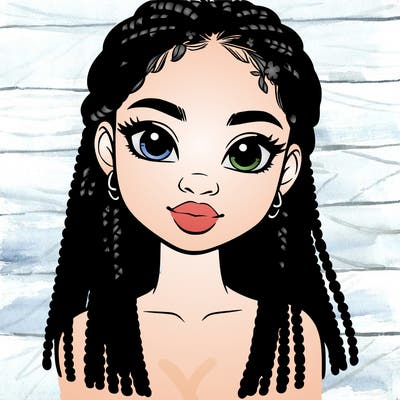 a realistic black girl with braids