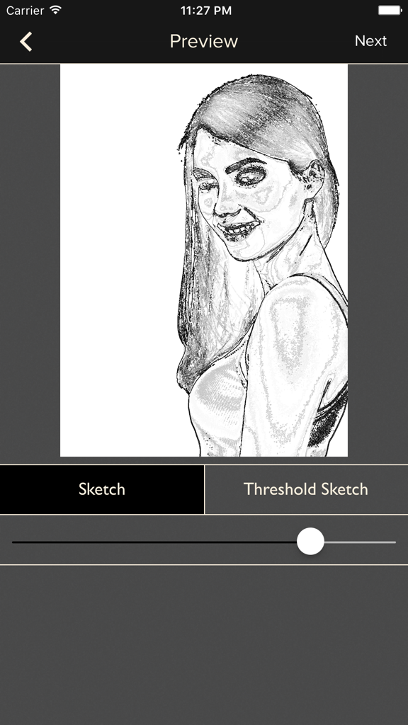 Sketchify -Simple Sketch App - A pencil sketch preview of a woman portrait in Sketchify app