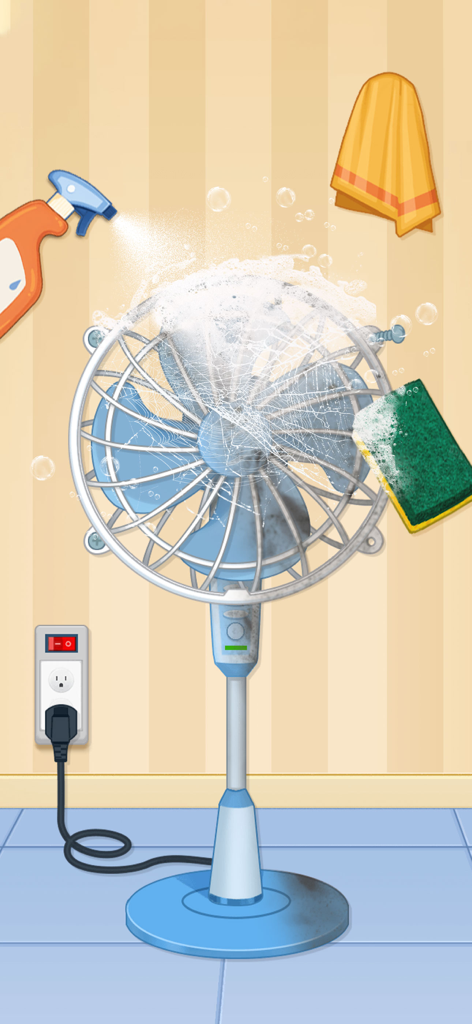 Tidy Beauty - ASMR Master - Cleaning a dusty electric fan with soap foam and a sponge in Tidy Beauty