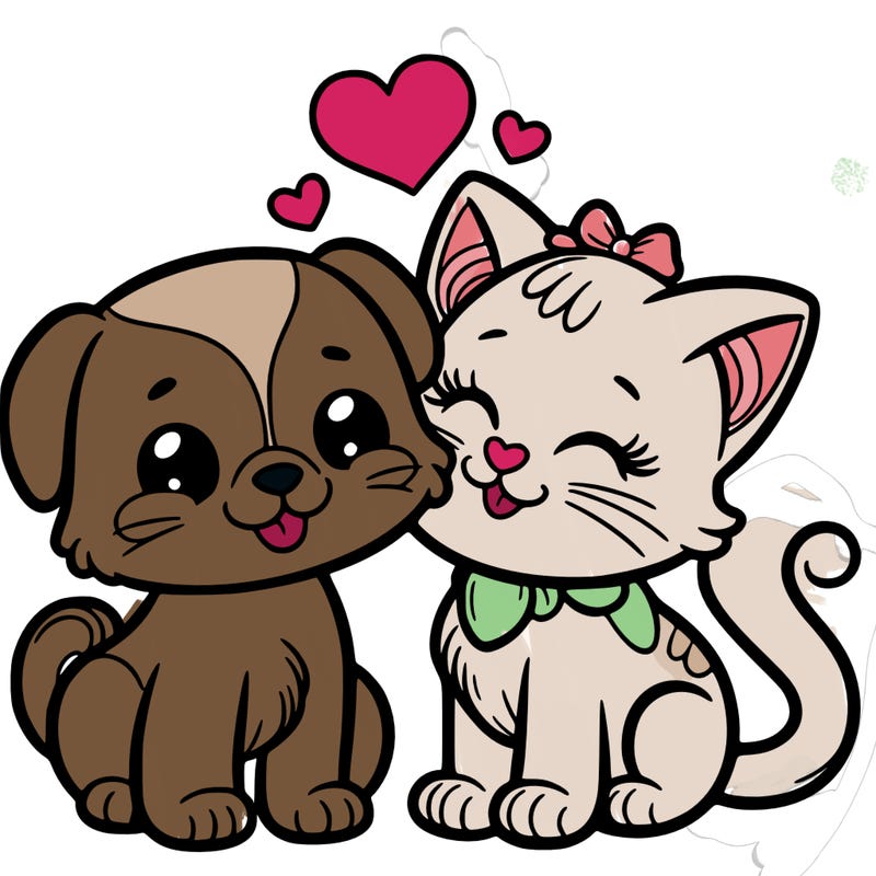 cat with a dog and in love