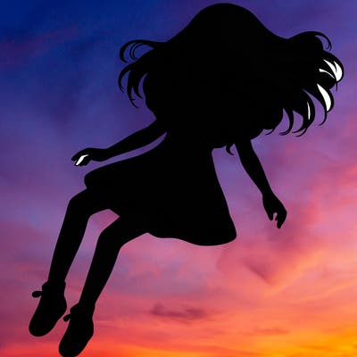 realistic girl floating