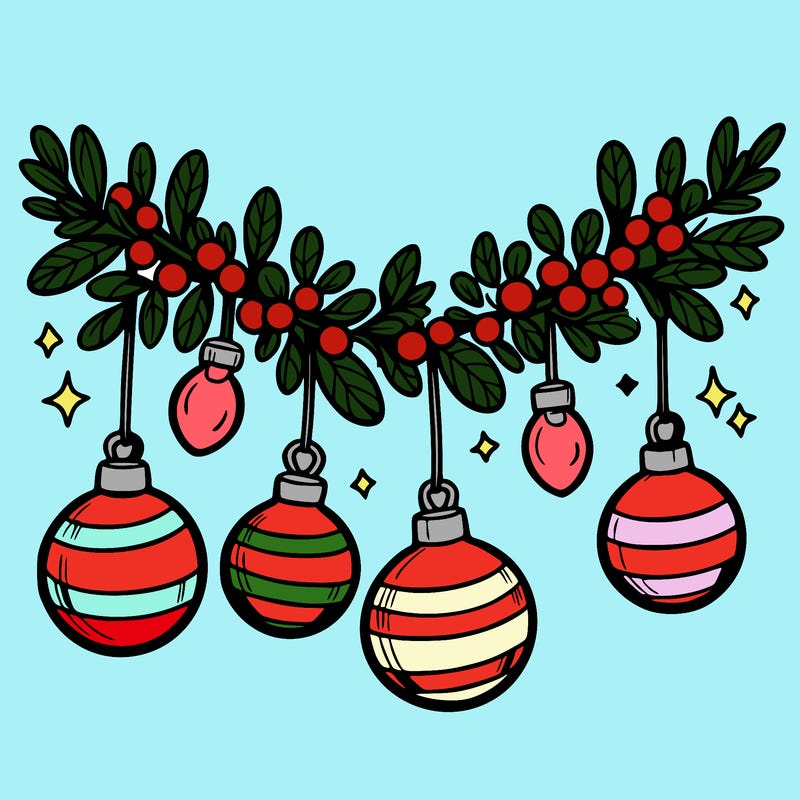 christmas garland with big bulbs