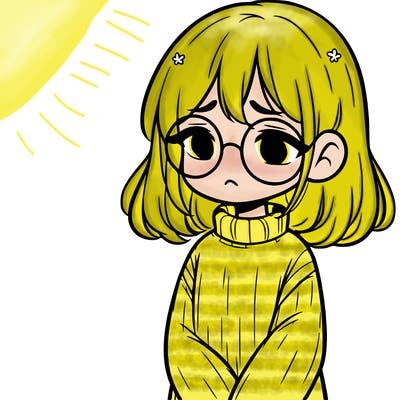 sad girl with glasses in a sweater