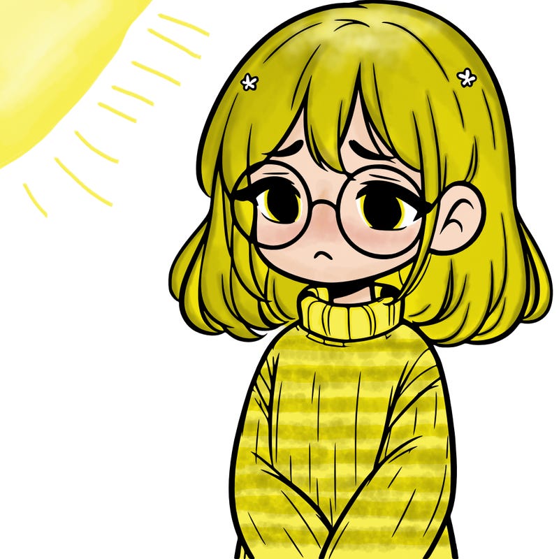 sad girl with glasses in a sweater