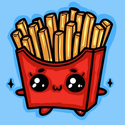 a cute. french fries