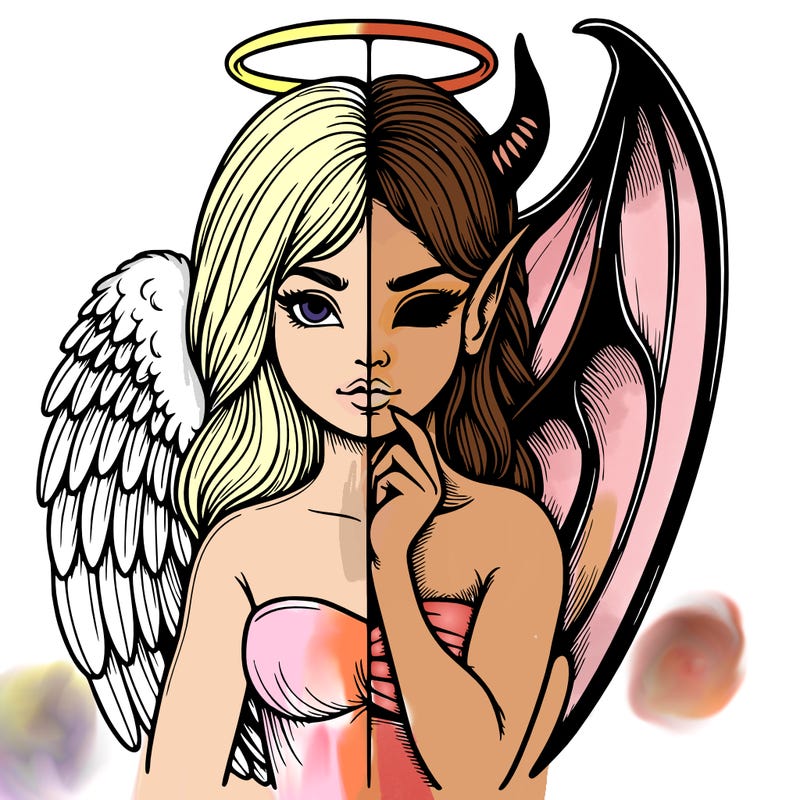 realistic angel half demon