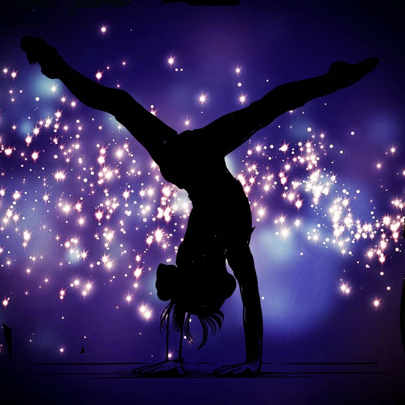 realistic gymnastic hand stand girl in four splits