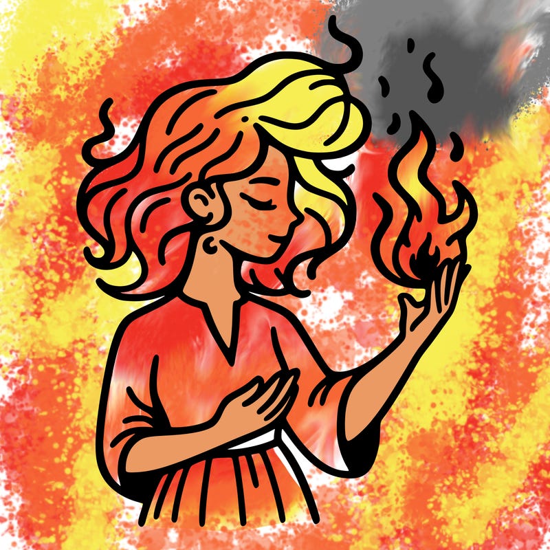 woman with fire