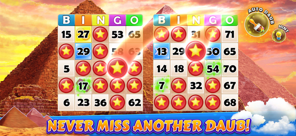 Bingo Cruise™ Live Casino Game - Bingo Cruise gameplay in the Egypt themed room featuring the auto daub booster