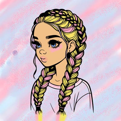 realistic girl with braids