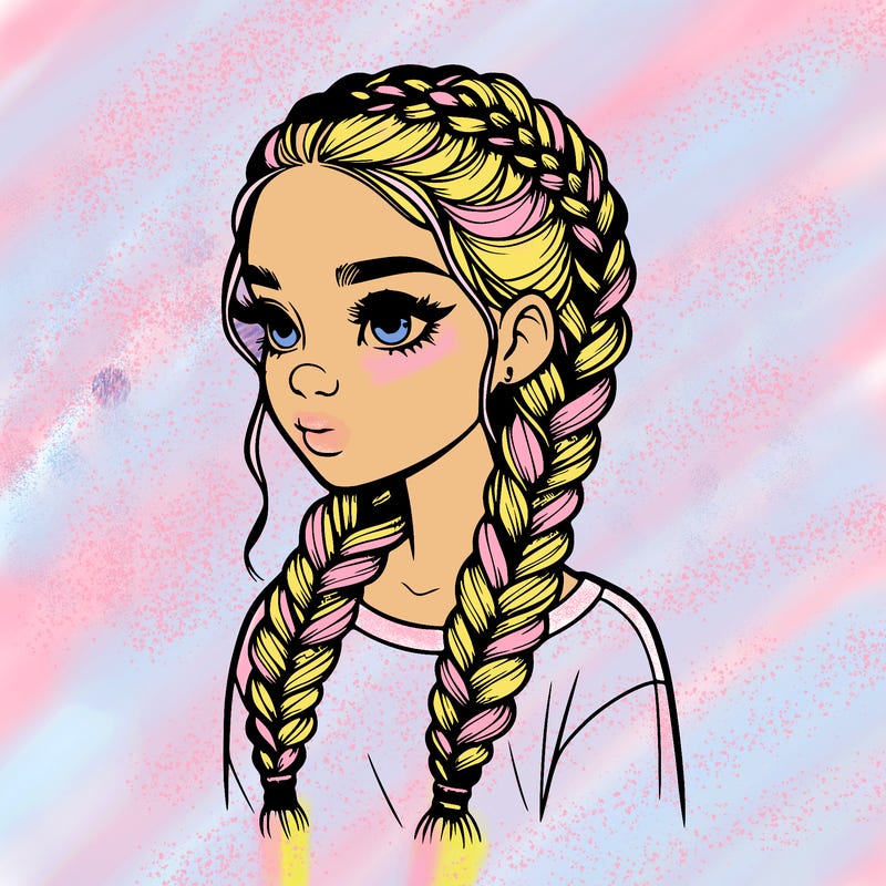 realistic girl with braids