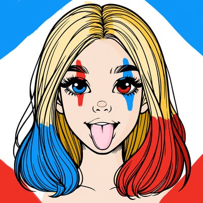 realistic girl with her tongue out