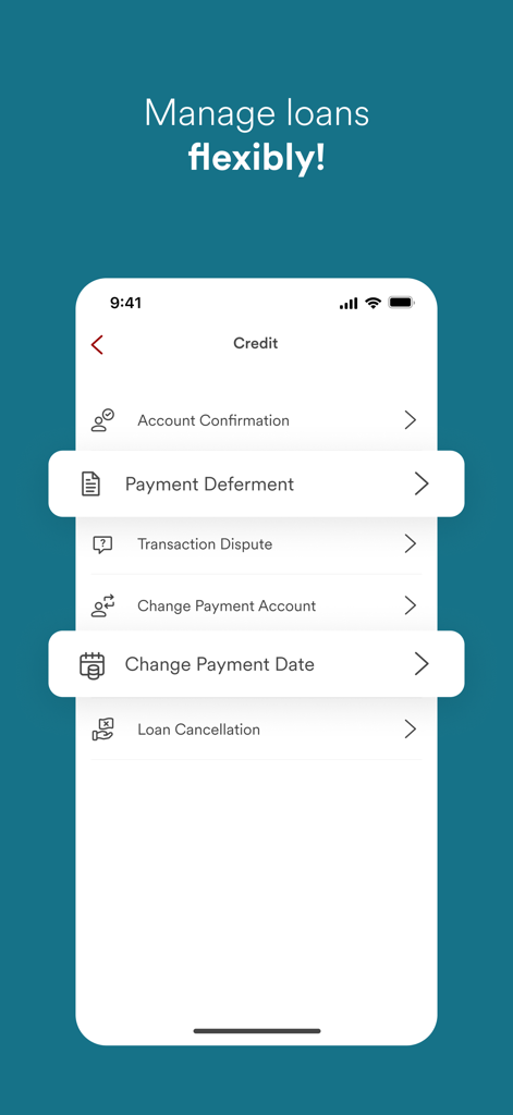 BAWAG Banking App - Mobile interface of BAWAG Banking App displaying flexible loan and credit management options