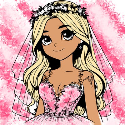 realistic girl in a wedding dress