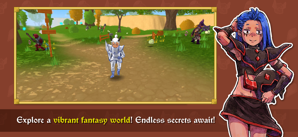 Personagens explorando um vibrante mundo 3D de fantasia no Eterspire MMORPG