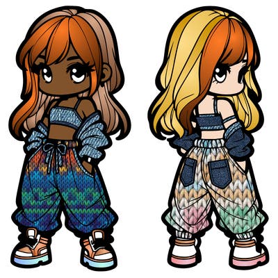 girl in crop top and baggy pants