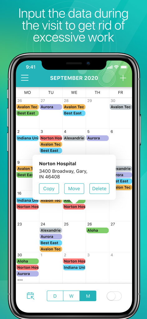 CT Mobile for Salesforce calendar interface for planning field sales visits