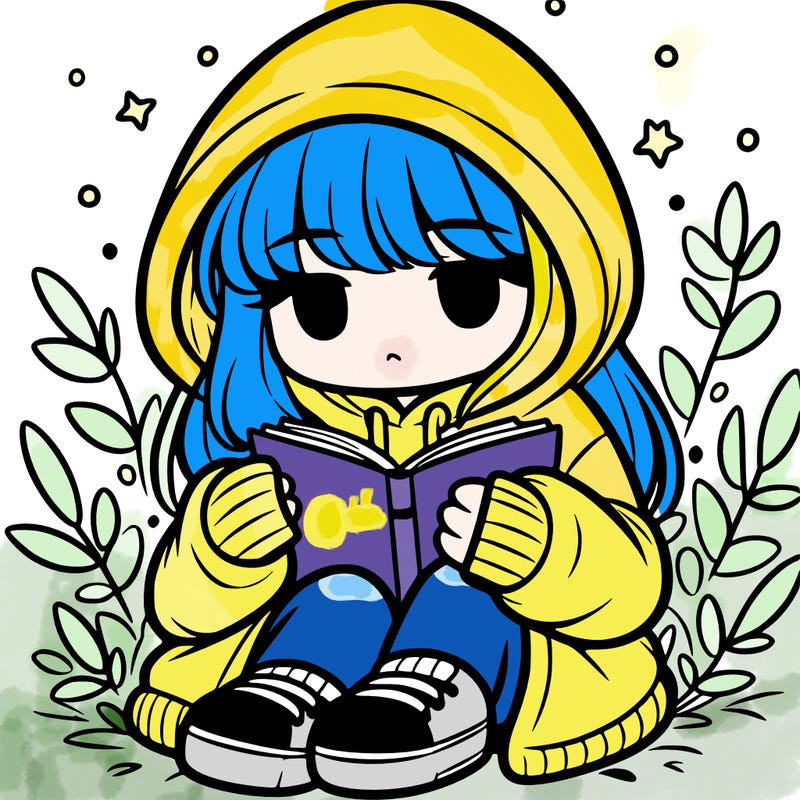 girl in oversized hoodie reading a book