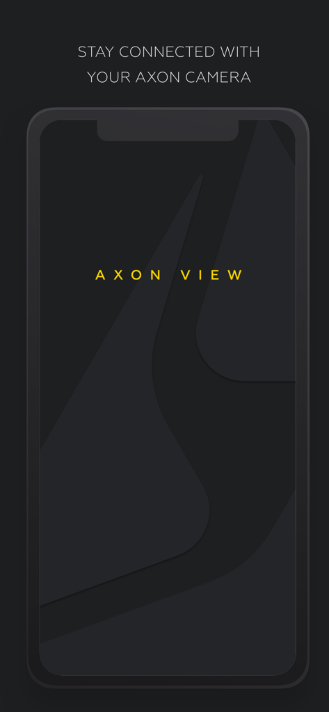 Axon View app splash screen showing the text stay connected with your axon camera