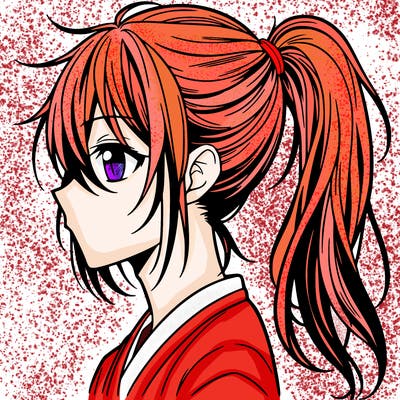 long hair manga boy with ponytail