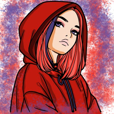a realistic girl in a hoodie