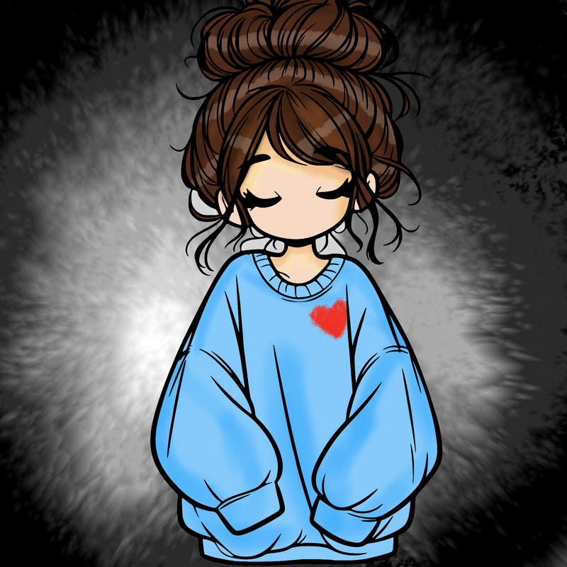 girl with baggy sweatshirt and messy bun