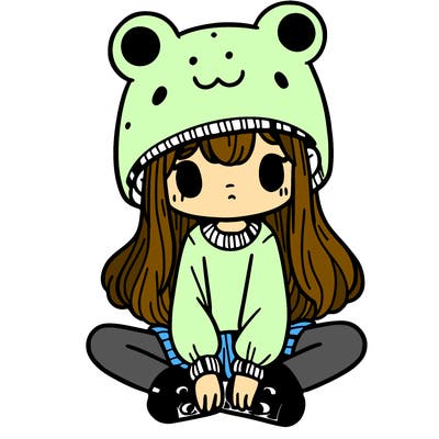 a girl wearing a frog hat and some frog socks